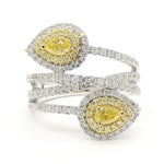 18K Solid Gold Pear Lab Grown Yellow Diamond 1.31 Carat Cocktail Ring | Riyanika Jewels