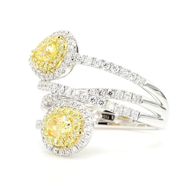 18K Solid Gold Oval Lab Grown Yellow Diamond 1.51 Carat Cocktail Ring - Side View | Riyanika Jewels