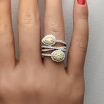 18K Solid Gold Oval Lab Grown Yellow Diamond 1.51 Carat Cocktail Ring - Alternate Angle | Riyanika Jewels