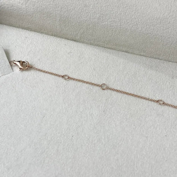 18K Solid Gold Marquise Lab Grown Diamond Prong Pendant Necklace - Side View | Riyanika Jewels