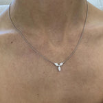 18K Solid Gold Marquise Diamond Prong Chain Necklace - Alternate Angle | Riyanika Jewels