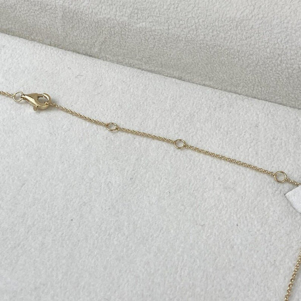 18K Solid Gold Marquise Lab Grown Diamond Chain Necklace - Side View | Riyanika Jewels