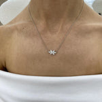 18K Solid Gold Marquise Diamond Flower Cluster Chain Necklace - Detail | Riyanika Jewels