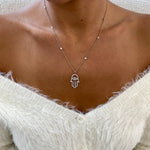 14K Solid Gold Diamond Hamsa Pendant Necklace