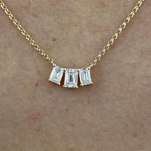 14K Lab Grown Diamond Emerald Cut Chain Necklace
