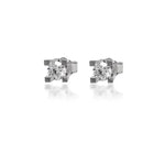 18K Solid Gold Natural Diamond Solitaire Stud Earrings - Detail | Riyanika Jewels