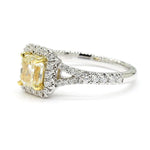 18K Solid Gold Radiant Lab Grown Yellow Diamond 1.24 Carat Cocktail Ring - Close Up | Riyanika Jewels