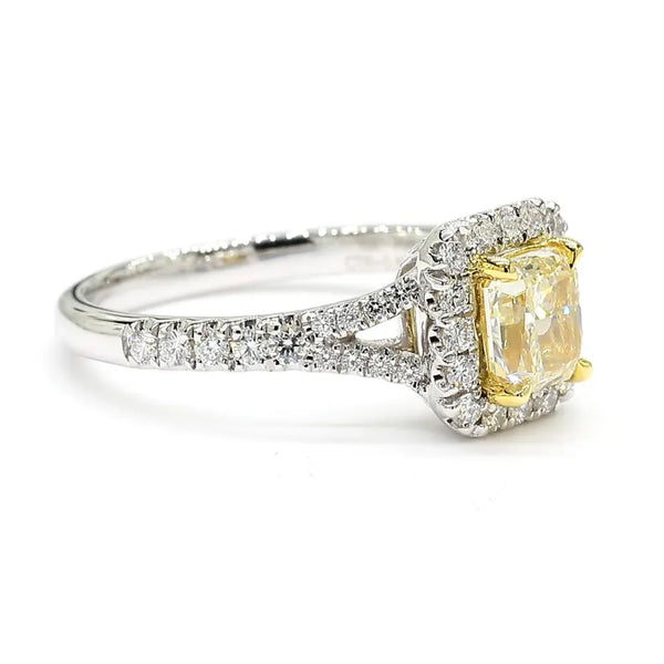 14K 1.24ct Lab Grown Yellow Diamond Radiant Cut Cocktail Ring