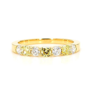 14K 0.9ct Lab Grown Yellow Diamond Cushion Cut Cocktail Band