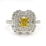 18K Solid Gold IGI Certified Lab Grown Intense Yellow Radiant Diamond 2.54 Carat CTW Cocktail Ring | Riyanika Jewels