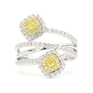 18K Solid Gold Cushion Lab Grown Yellow Diamond 0.88 Carat Cocktail Ring | Riyanika Jewels