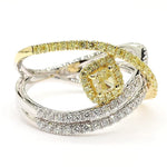 14K 1.03ct Lab Grown Yellow Diamond Cushion Cut Cocktail Ring