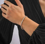 18K Solid Gold Lab Grown Diamond 7.5 Carat Pear Cut Infinity Tennis Bracelet - Close Up | Riyanika Jewels