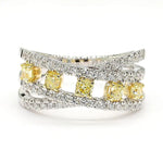 1.09ct Fancy Yellow Diamond Cushion Cut Cocktail Band in 18K Solid Gold | Riyanika