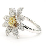 0.84ct Fancy Yellow Diamond Round Cut Cocktail Ring in 18K Solid Gold | Riyanika