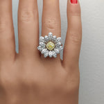 1.23ct Fancy Yellow Diamond Cushion Cut Cocktail Ring in 18K Solid Gold | Riyanika