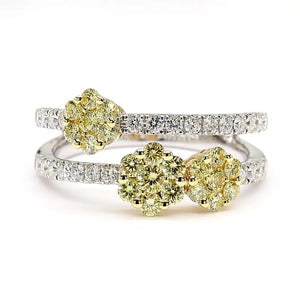 18K Solid Gold Round Lab Grown Yellow Diamond 0.97 Carat Cocktail Ring | Riyanika Jewels