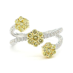 0.93ct Fancy Yellow Diamond Round Cut Cocktail Ring in 18K Solid Gold | Riyanika