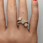 0.93ct Fancy Yellow Diamond Round Cut Cocktail Ring in 18K Solid Gold | Riyanika
