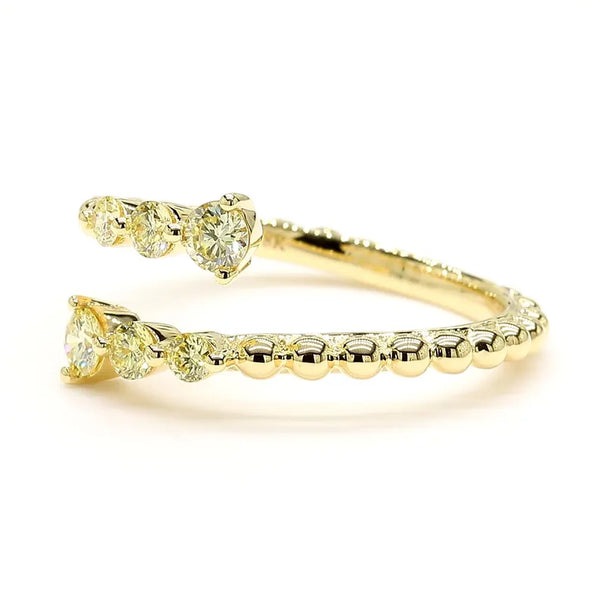 18K Solid Gold Round Lab Grown Yellow Diamond 0.39 Carat Cocktail Band - Side View | Riyanika Jewels