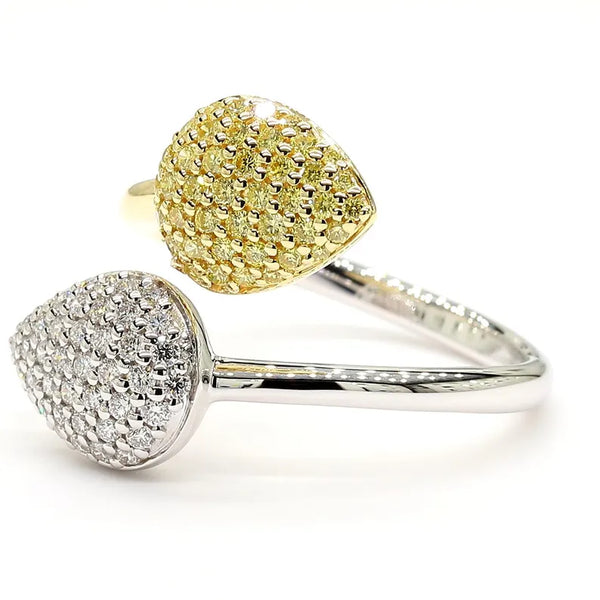 18K Solid Gold Round Lab Grown Yellow Diamond 0.62 Carat Cocktail Ring - Side View | Riyanika Jewels