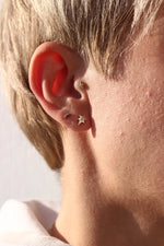 18K Solid Gold Lab Grown Diamond North Star Piercing – Celestial Stud Earring - Alternate Angle | Riyanika Jewels