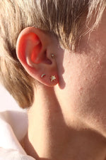 18K Solid Gold Lab Grown Diamond North Star Piercing – Celestial Stud Earring - Side View | Riyanika Jewels