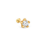 18K Solid Gold Natural Diamond Solitaire Piercing | Prong Set Stud Earring | Riyanika Jewels
