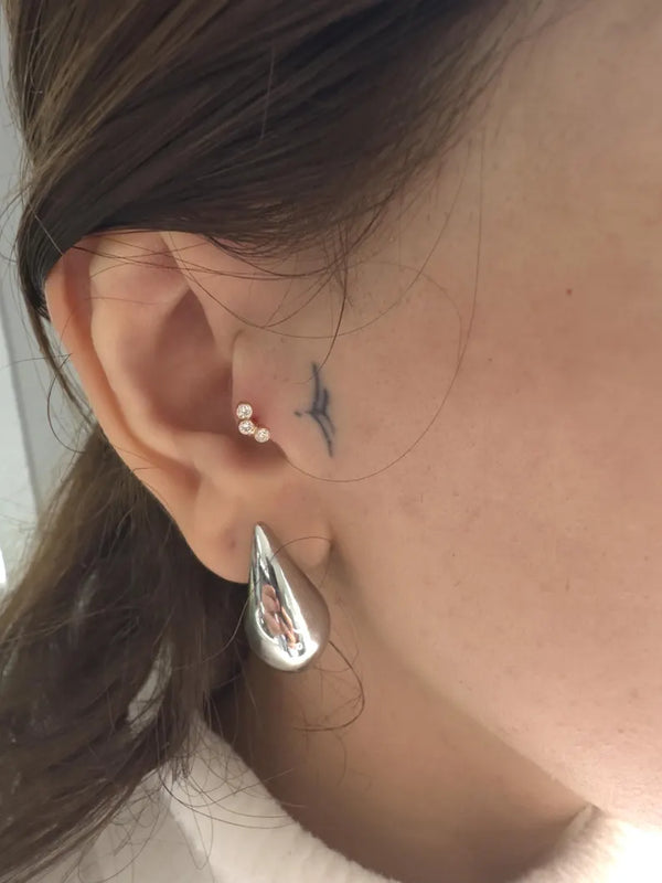 14K Natural Diamond Bezel Earrings