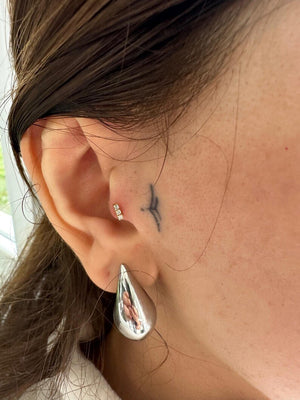 14K Solid Gold Natural Diamond Trio Piercing | Screw Back Stud for Tragus & Cartilage