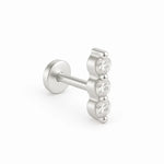 14K Solid Gold Lab Grown Diamond Trio Piercing | Screw Back Stud for Tragus & Cartilage
