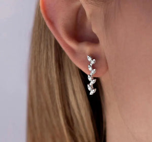 18K Solid Gold Curved Lab Grown Diamond Cluster Earrings | Riyanika Jewels