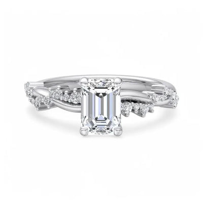 18K 1.5ct Emerald Cut Natural Diamond Engagement Ring