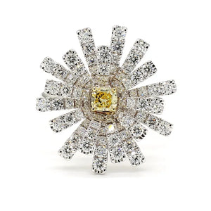 18K Solid Gold Cushion Lab Grown Yellow Diamond 1.79 Carat Cocktail Ring | Riyanika Jewels
