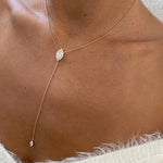 18K Solid Gold Diamond Lariat Cluster Necklace | Riyanika Jewels