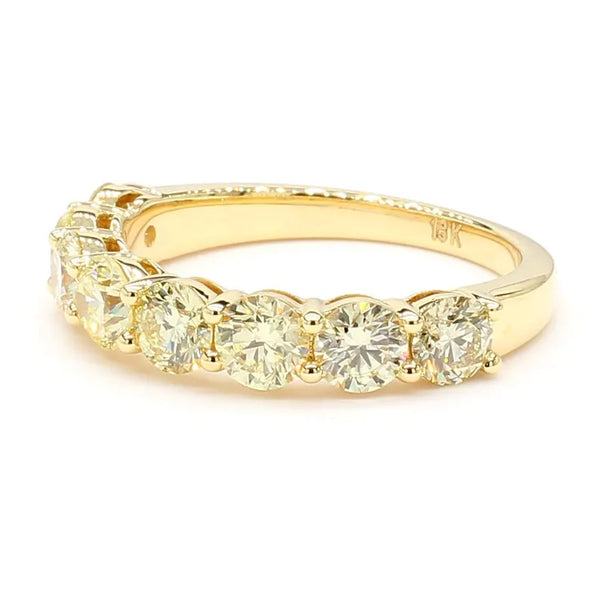 18K Solid Gold Round Lab Grown Yellow Diamond 2.02 Carat Wedding Band - Side View | Riyanika Jewels