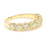 18K Solid Gold Round Lab Grown Yellow Diamond 2.02 Carat Wedding Band - Close Up | Riyanika Jewels