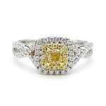 14K 0.69ct Lab Grown Yellow Diamond Cushion Cut Cocktail Ring