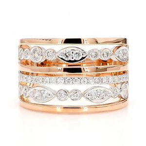 18K Solid Gold Round Lab Grown Diamond 0.62 Carat Cocktail Ring | Riyanika Jewels