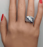 18K Solid Gold Blue Round Sapphire & Lab Grown Diamond 1.49 Carat Cocktail Band - Alternate Angle