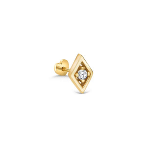 18K Solid Gold Lab Grown Diamond Solitaire Square Piercing | Prong Set Stud Earring | Riyanika Jewels