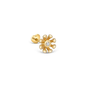 14K Solid Gold Lab Grown Diamond Flower Stud Earring | Dainty Floral Jewelry