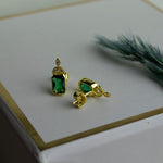 14K Solid Gold Emerald Stud Earrings