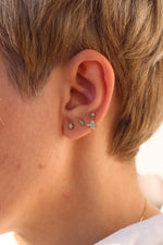 18K Solid Gold Lab Grown Diamond Solitaire Piercing | Prong Set Stud Earring - Side View