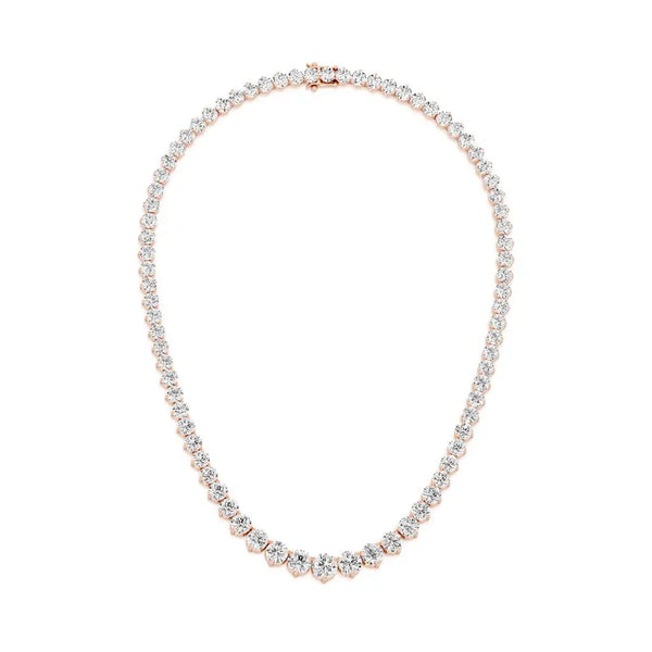 18K Solid Gold Lab Grown Diamond Round Tennis Necklace | Riyanika Jewels