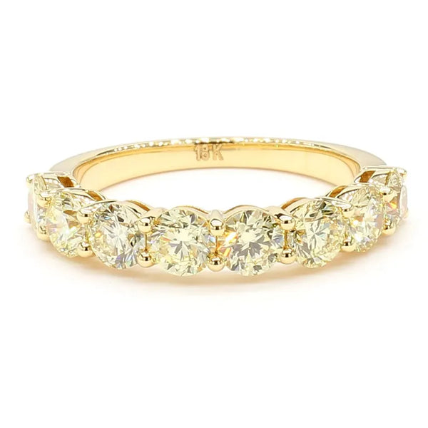 14K 2.02ct Lab Grown Yellow Diamond Round Cut Wedding Band