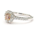 18K Solid Gold 1.07 Carat Cushion Purplish Pink Lab Grown Diamond Cocktail Ring - Close Up | Riyanika Jewels