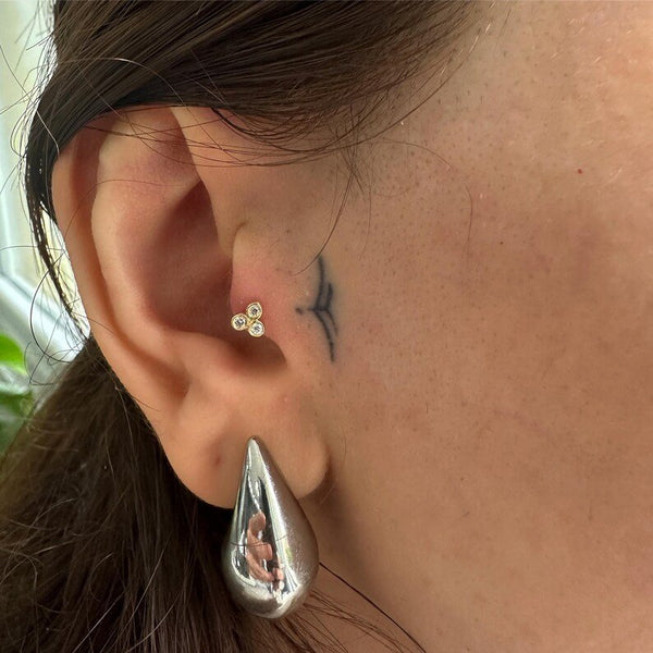 14K Natural Diamond Bezel Earrings