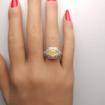 3.05ct Fancy Yellow Diamond Cushion Cut Cocktail Ring in 18K Solid Gold | Riyanika