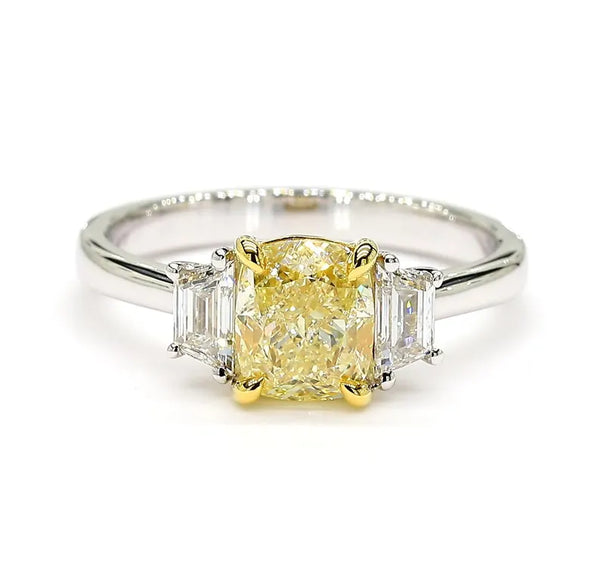 14K 1.92ct Lab Grown Yellow Diamond Cushion Cut Cocktail Ring